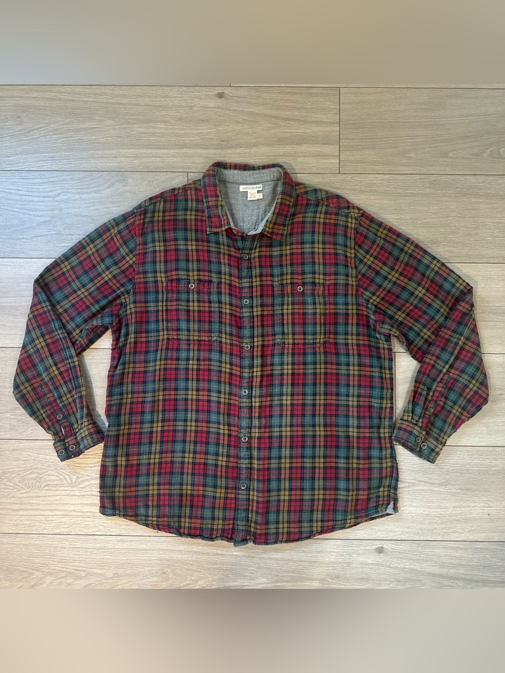 Carbon 2 Cobalt Men’s Size XL Button Up Shirt Plaid Double Cloth Multicolor Fall
